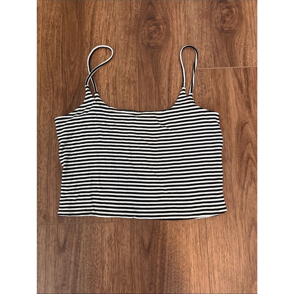 bp Black & White Striped Ribbed Cami